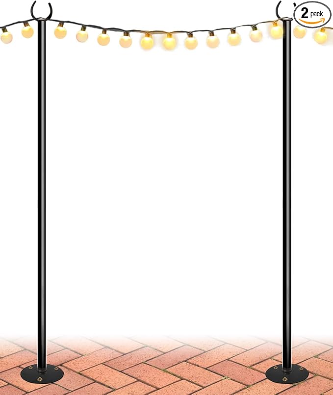 10FT String Light Poles for The Outdoor, Heavy Duty Metal Lighting Stand Pole by Eazielife