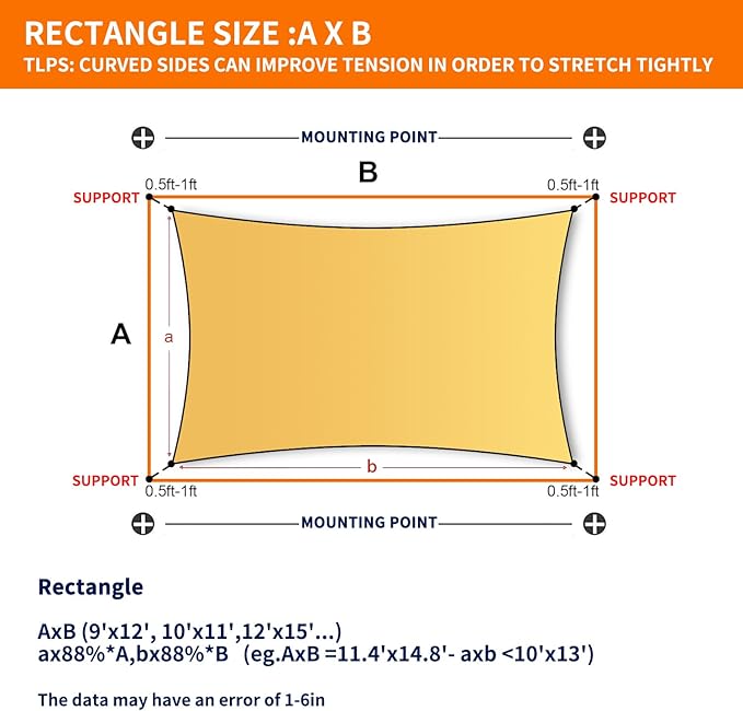 12' x 16' Rectangle Sun Shade Sail Canopy UV Block Sunshade - Image 2