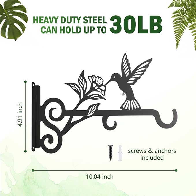 4-Pack Aesthetic Plant Hangers Outdoor – 10 Inch Metal Hanging Plant Bracket - Image 4