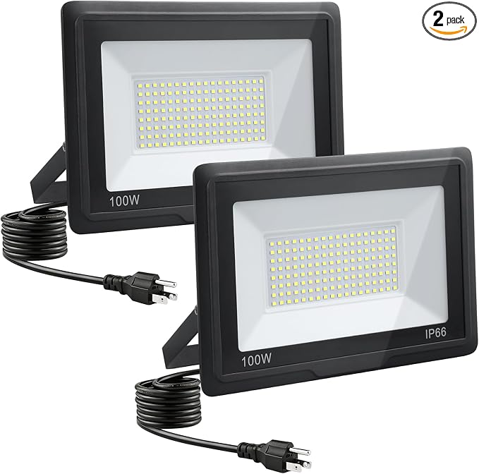 100W LED Flood Lights Outdoor, 6500k Daylight White Outdoor LED Lights by GANGZHIZI