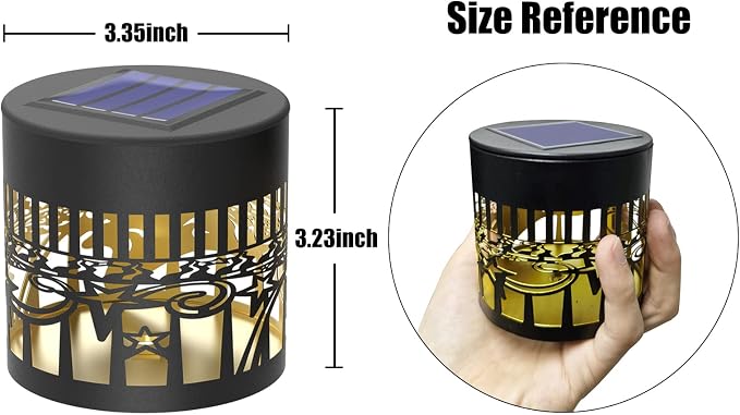 4 Pack Solar Fence Lights Metal Solar Powered Outdoor Wall Deck Lights Sun Moon - Image 5
