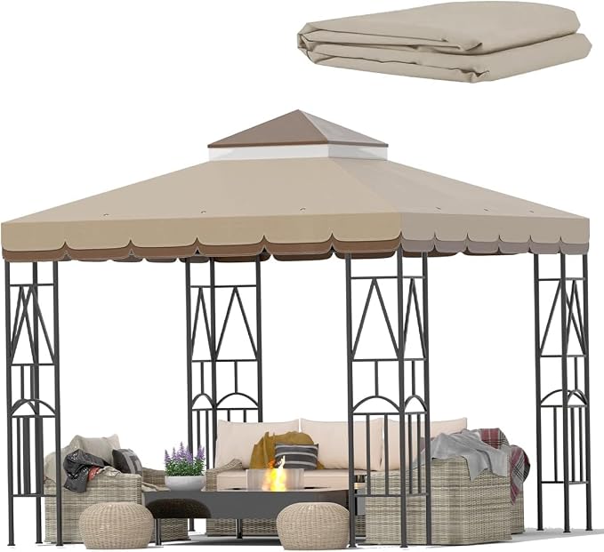 10x10 Canopy Replacement Top Double Tiered Gazebo Cover by Unknown