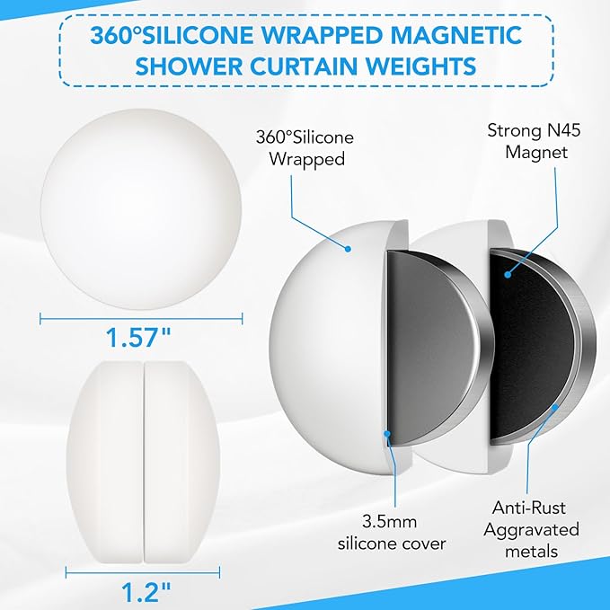 12 Pcs Shower Curtain Weights, Silicone Wrapped Heavy Duty Shower Curtain - Image 2