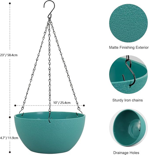10 inch Hanging Planters for Indoor Outdoor Plants, 2 Pack Hanging Flower Pots - Image 2