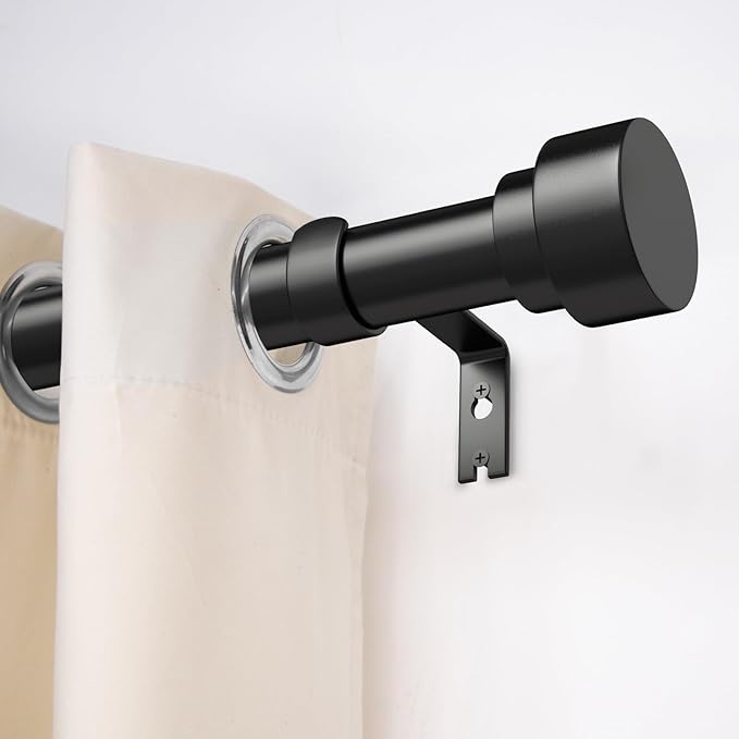 2 Pack Black Curtain Rods for Windows 48 to 84, 1 Inch Adjustable Heavy Duty - Image 2