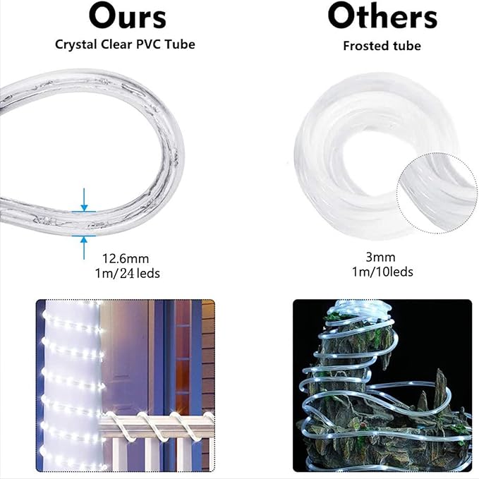 150ft LED Rope Lights Outdoor, 1080 LED Connectable and Flexible Tube Lights - Image 4