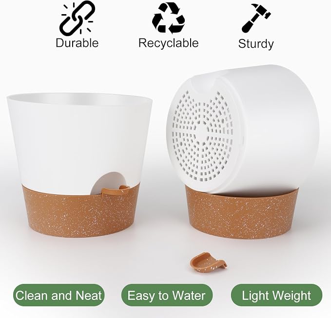 10 inch Plant Pots, Self-Watering Planters - Image 3