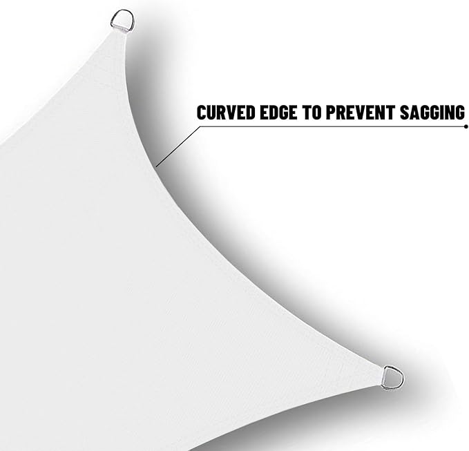 SUNNY GUARD Waterproof Sun Shade Sail 8'x8'x8' White Triangle UV Block Sunshade - Image 4