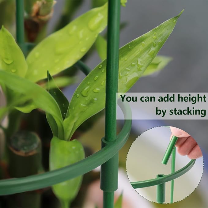 12Packs Plant Support Stake Half Round Plant Support, Stackable 3 Tier Garden - Image 5