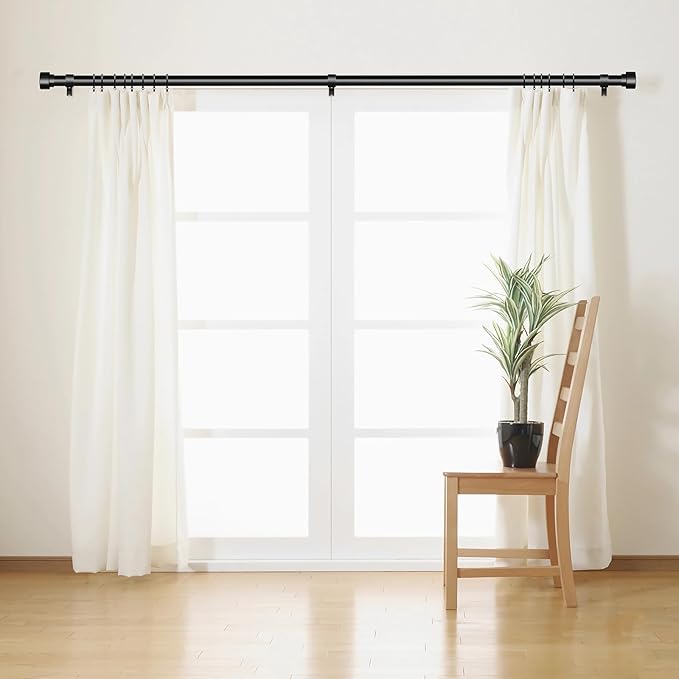 Time Forest Black Curtain Rods for Windows 48 to 84 Inch, 1 Inch Diameter - Image 3