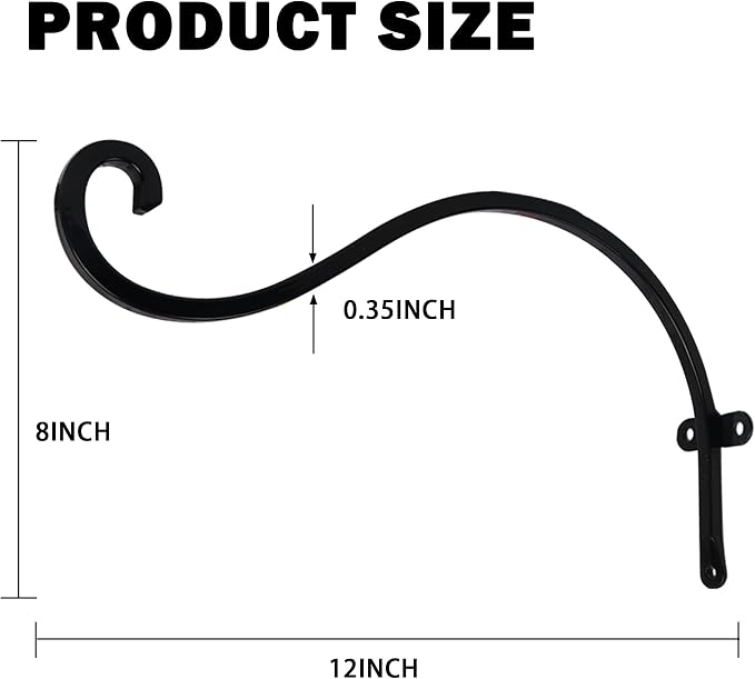 Hourleey 2 Pack Plant Hanger Outdoor, 12 Inch Heavy-Duty Hanging Plant Hook - Image 2