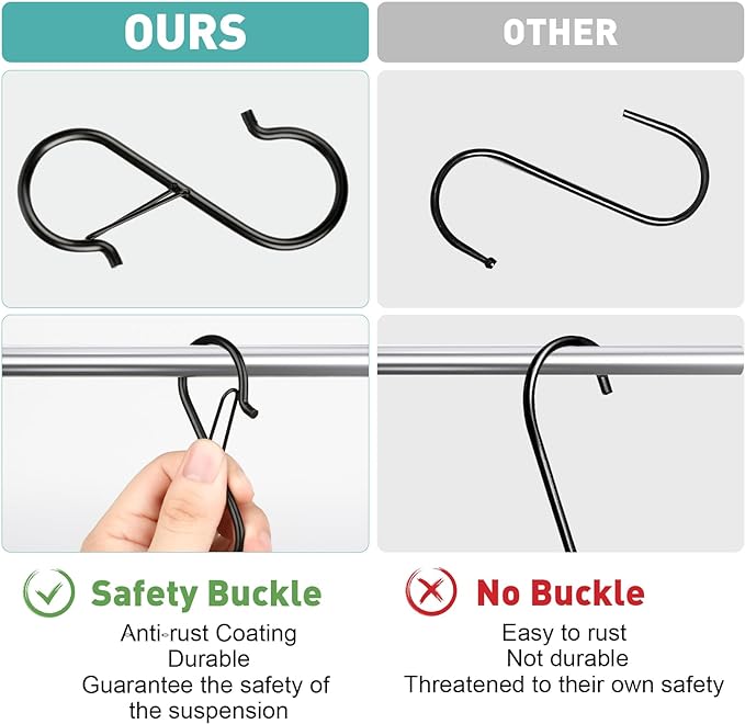 12 Pcs S Hooks for Hanging Heavy Duty, 3.5-inch Heavy Duty Metal S Hook - Image 5