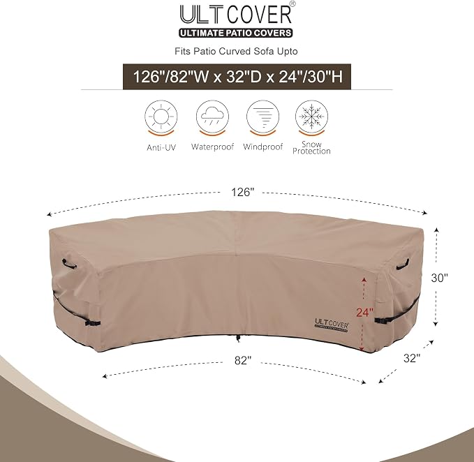 ULTCOVER Waterproof Patio Curved Sofa Sectional Cover - Image 2