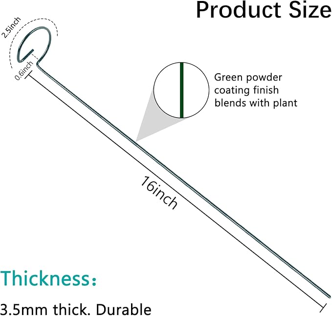 12 Pack 16 Inch Plant Support Stakes, Metal Single stemmed Flower Support - Image 3