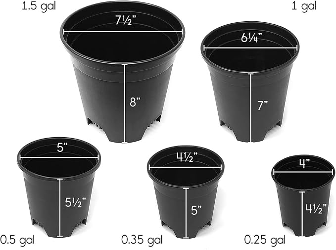 10 Pack Plastic Black Plant Pots Nursery Gardening Planters 4 in to 7.5 Inch - Image 4