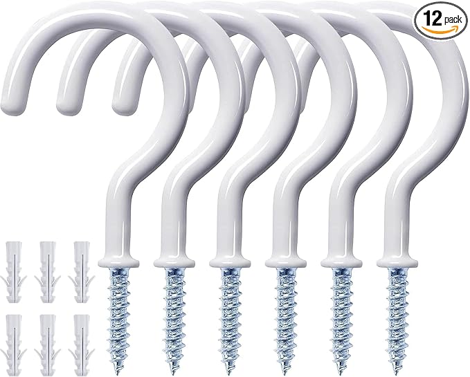 12 Pcs Ceiling Hooks for Hanging Plants, Utensils and Christmas String Lights by Etoolia