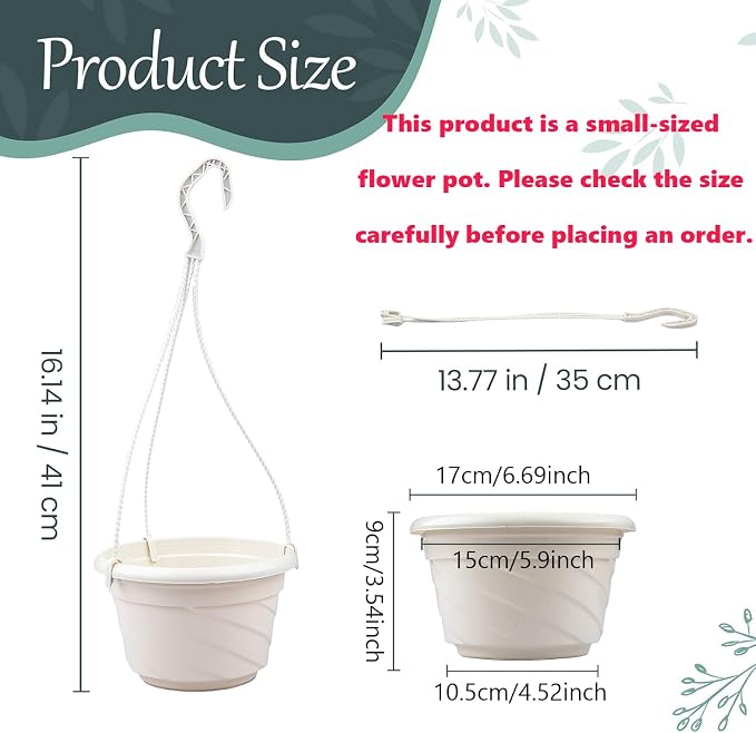 VIDELLY 4 Pieces Plastic Hanging Planters, 5.9 in Dia x 3.54 in H, Flower Plant - Image 2