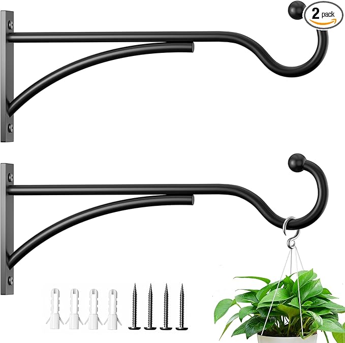 11 Inch 2 Pack Heavy Duty Plant Hangers Outdoor, Metal Plant Brackets by saffruff