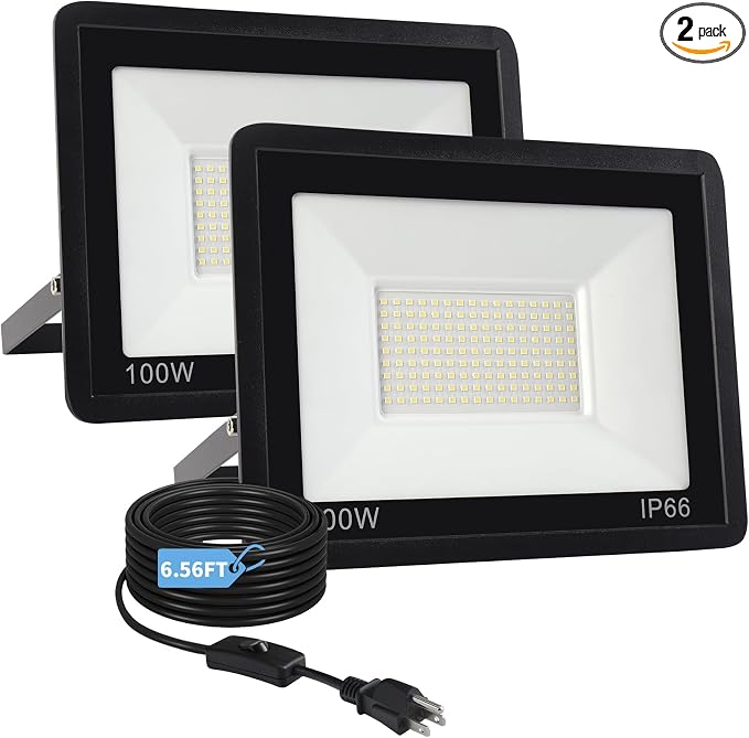100W Flood Lights Outdoor, 12000LM Bright LED Work Light, IP66 Waterproof by Unknown