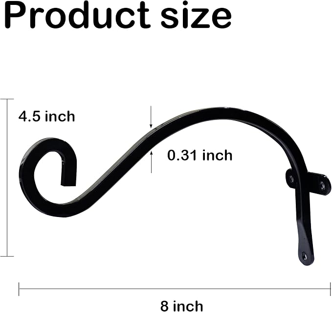 Hourleey 4 Pack Plant Hanger Outdoor, 8 Inch Heavy-Duty Hanging Plant Hook - Image 2