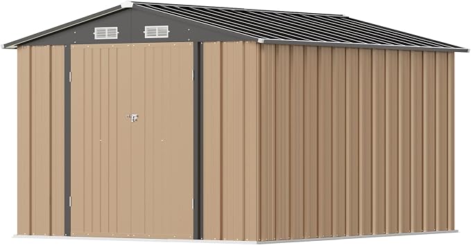 Greesum 8x10FT Outdoor Storage Shed, Metal Storaged Sheds by BuynowfromGreesum