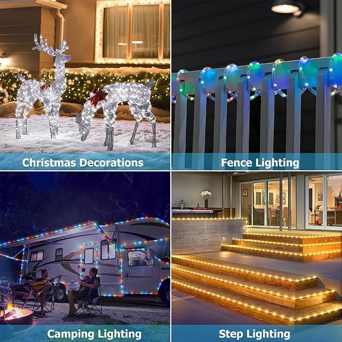 100ft Outdoor Rope Light, IP68 Waterproof 25 Color Changing String Lights - Image 9