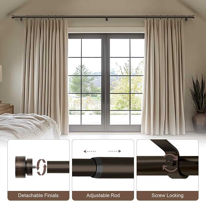 Modern Antique Brown Bronze Curtain Rods - Image 4