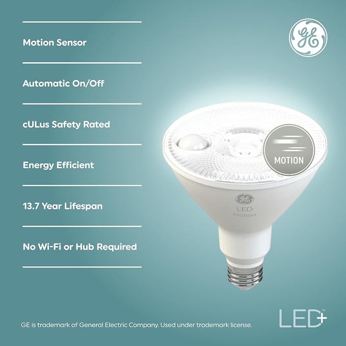 GE LED+ Motion Sensor LED Light Bulbs, PAR38 Outdoor Security Floodlights - Image 3
