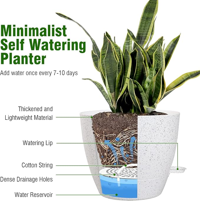 12 inch Large Self Watering Pots, Plant Pots - Image 4