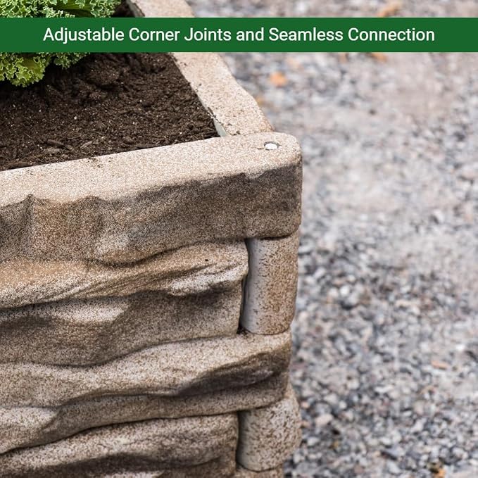 Raised Garden Bed Tan/Brown Ledgestones Composite Polyurethane Natural Look - Image 5