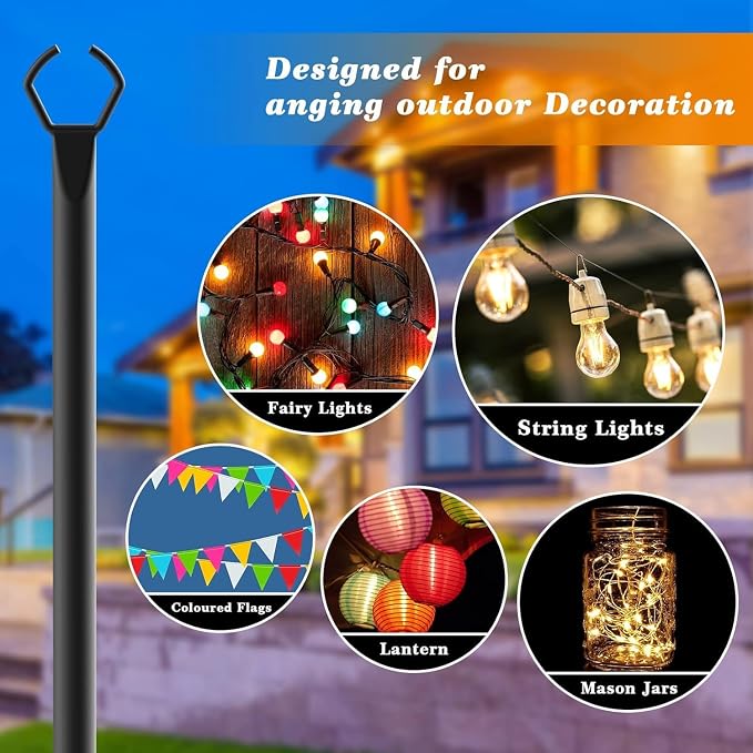 10 Pack String Light Poles, 10 Ft Light Poles - Image 2
