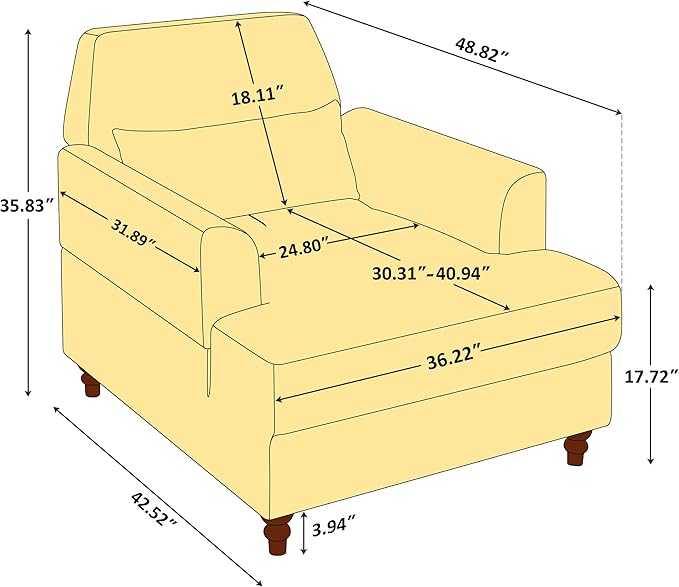 Chaise Lounge Chair Indoor Set of 2, Oversized Accent Chair - Image 2