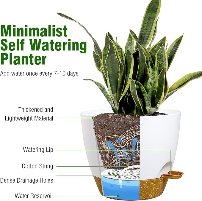 12 inch Large Self Watering Pots, Flower Plant Pots - Image 4