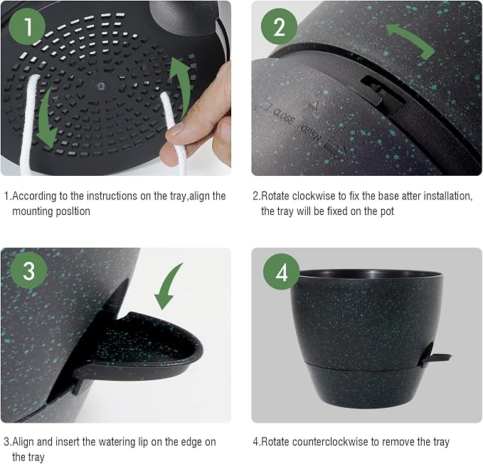 12 inch Large Self Watering Pots, Plastic Planters - Image 4