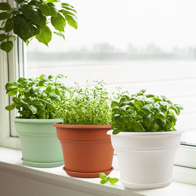 11 Inch Plastic-Flower-Pot-for-Indoor-Plants, 4 Pack Large Outdoor Planter Pot - Image 7