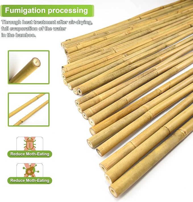 10pcs 1" D Thicker Heavy Duty Bamboo Stakes, 8FT Plant Stakes, Natural Garden - Image 3