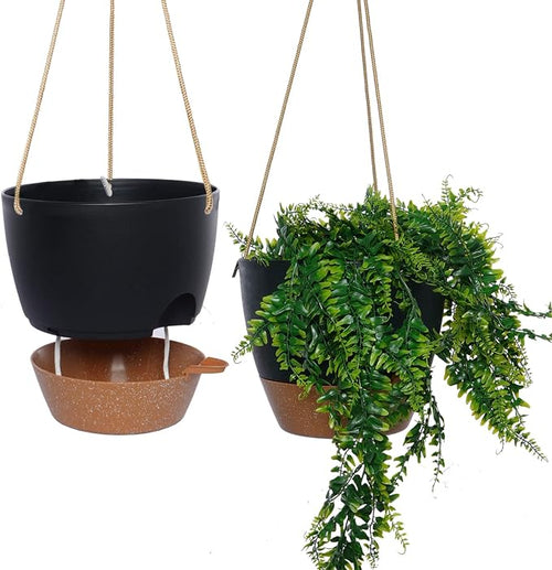 10 Inch Self Watering Hanging Pots, 2 Pack Hanging Planters by SwinDuck