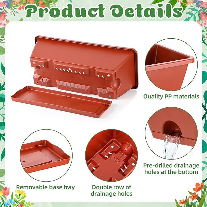 12 Pack Window Box Planter 17 Inches Rectangular Vegetable Flower Planters - Image 3