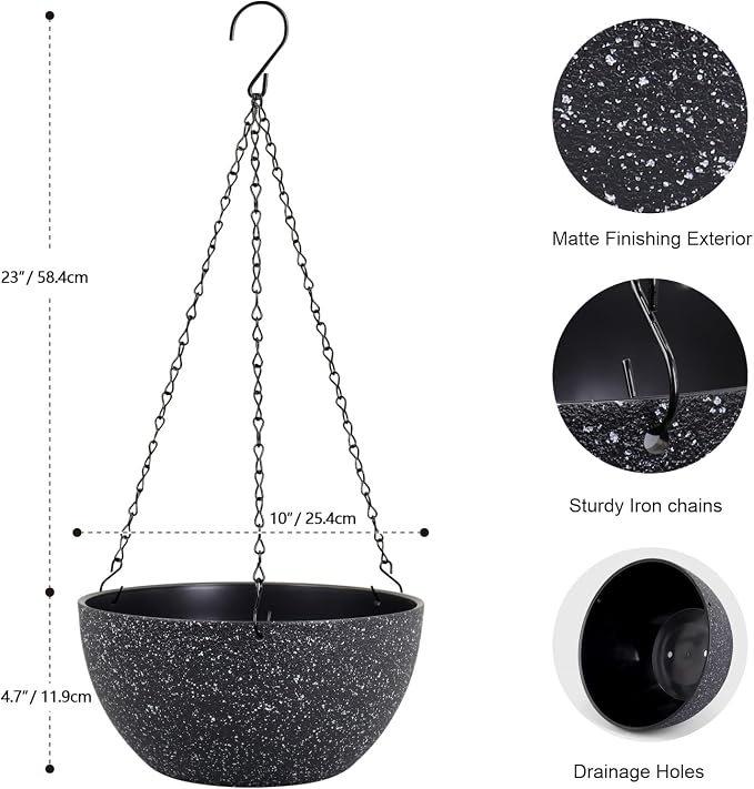10 inch Hanging Planters for Indoor Outdoor Plants, 2 Pack Hanging Flower Plant - Image 2