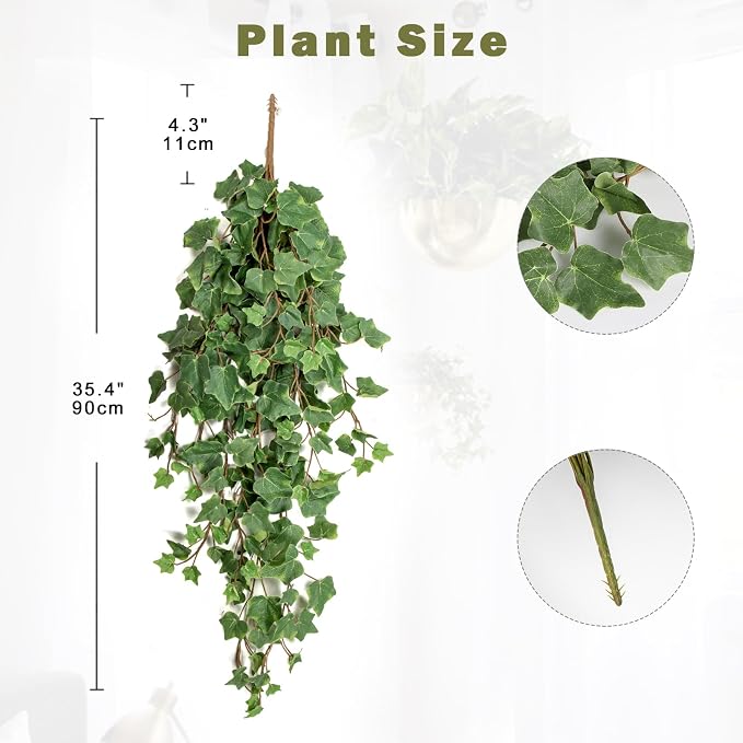 Hollyone 2pcs Artificial Hanging Plants 35.4" Fake Ivy Vine Faux Ivy Leaves - Image 2