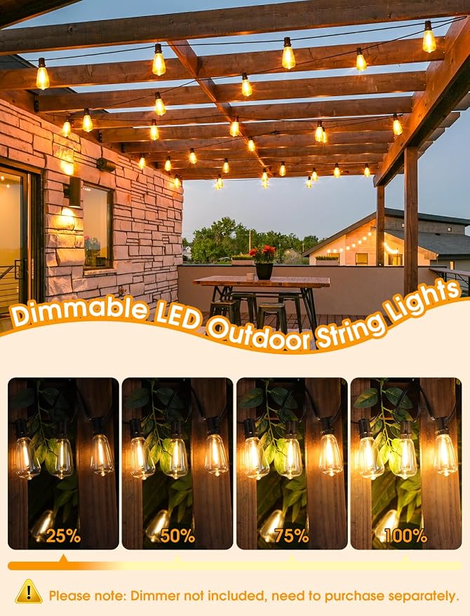 100FT Outdoor String Lights, Patio Lights - Image 6