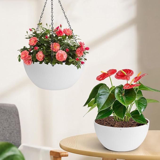 12 inch Hanging Planters for Indoor Plants, 2 Pack Planters for Outdoor Plants - Image 5