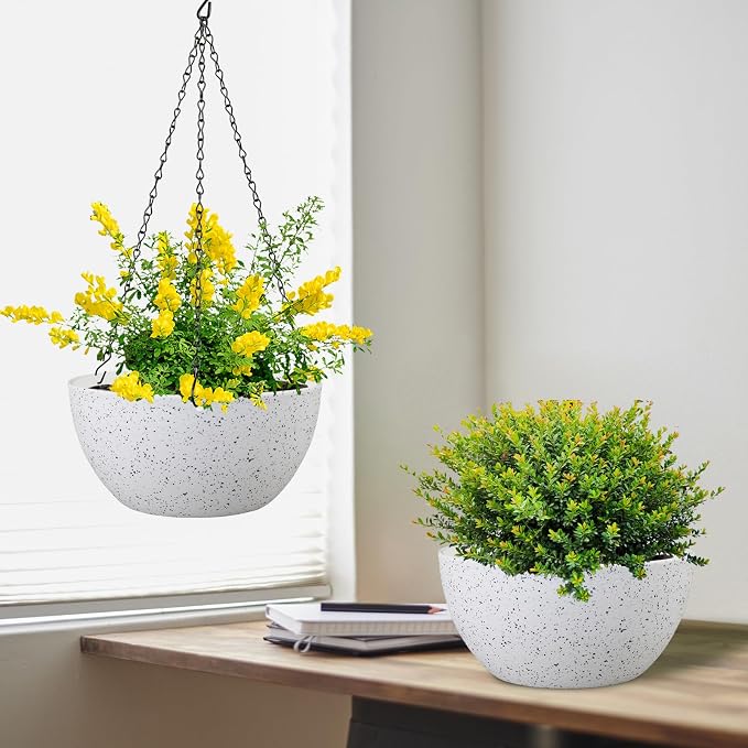 12 inch Large Hanging Planters for Indoor Outdoor Plants, 2 Pack Hanging Flower - Image 5