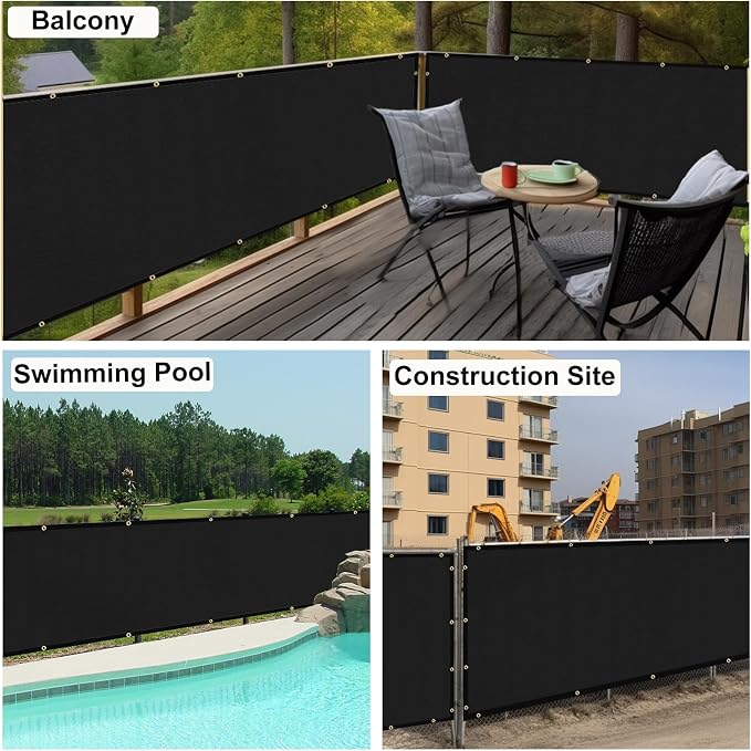 UPGRADE Privacy Fence Screen 3'x75' Black Outdoor 90% Visibility Blockage 170 - Image 8