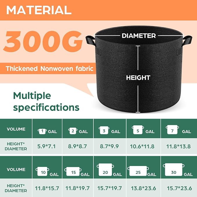 10 Pack 15 Gallon Grow Bags, Thickened Nonwoven Fabric Planter Pots - Image 2