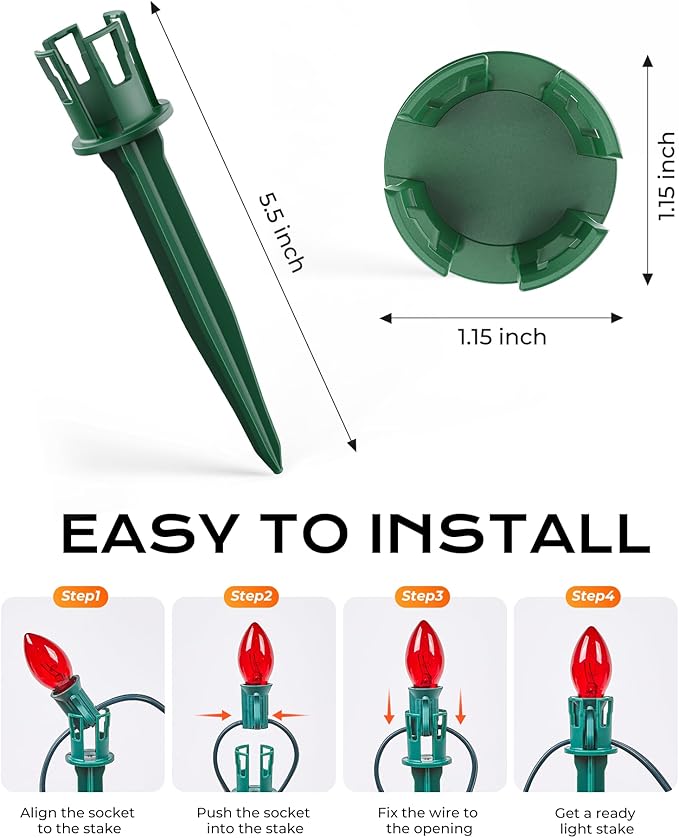 100-Pack Plastic Light Stakes, 5.5 Inch Christmas Yard Stakes - Image 4