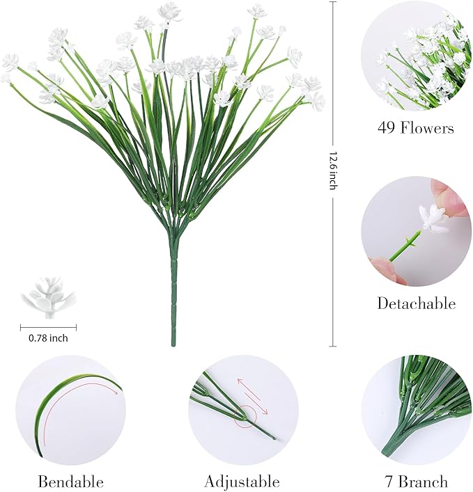 AGIRL 24 Bundles Artificial Flowers Outdoor, No Fade Fake Plastic Flowers Faux - Image 2