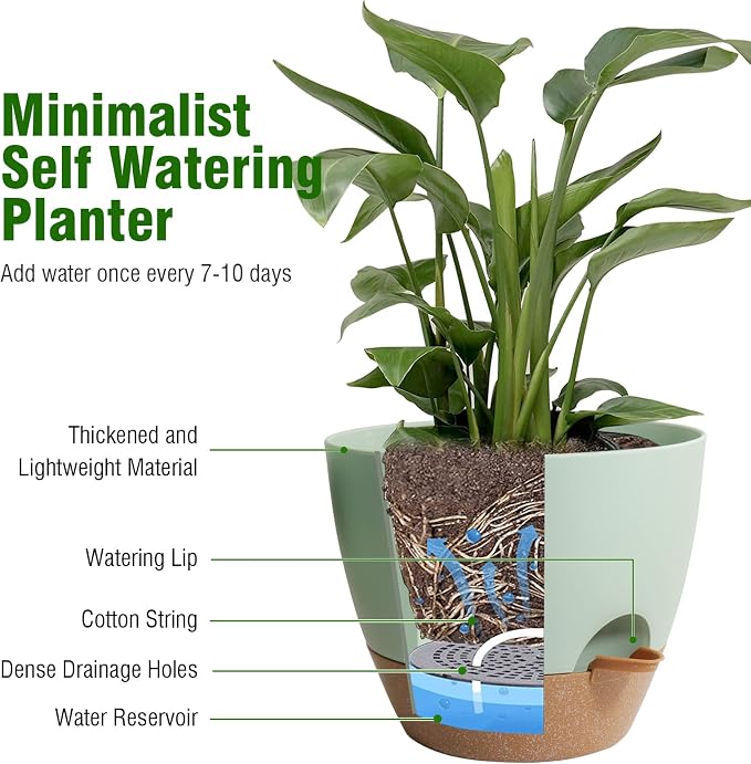 10/9/8 inch Self Watering Pots, Plant Pots - Image 5