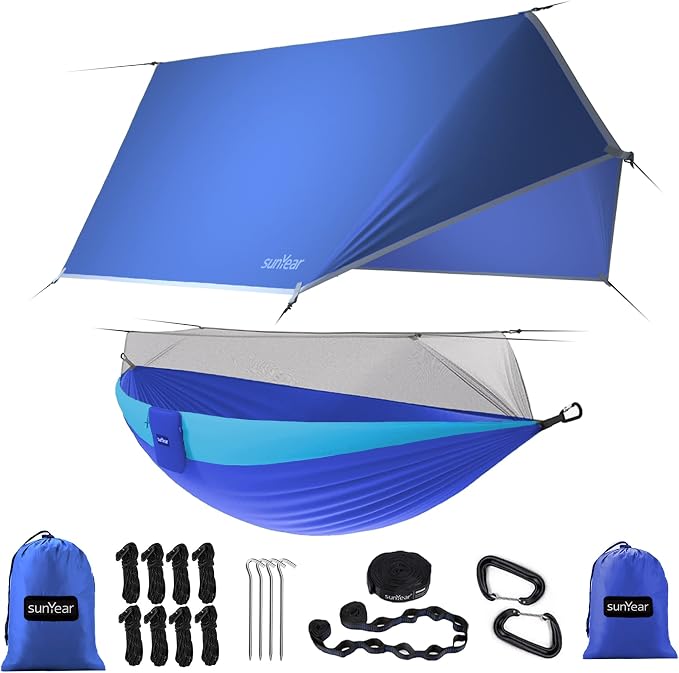 Sunyear Camping Hammock, Portable Single & Double Hammock by SleepSafeSwingFree