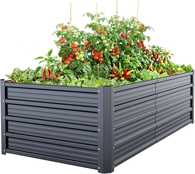 Ohuhu 6x3x1.5FT Metal Raised Garden Bed Outdoor, Reinforced Galvanized Steel by Ohuhu